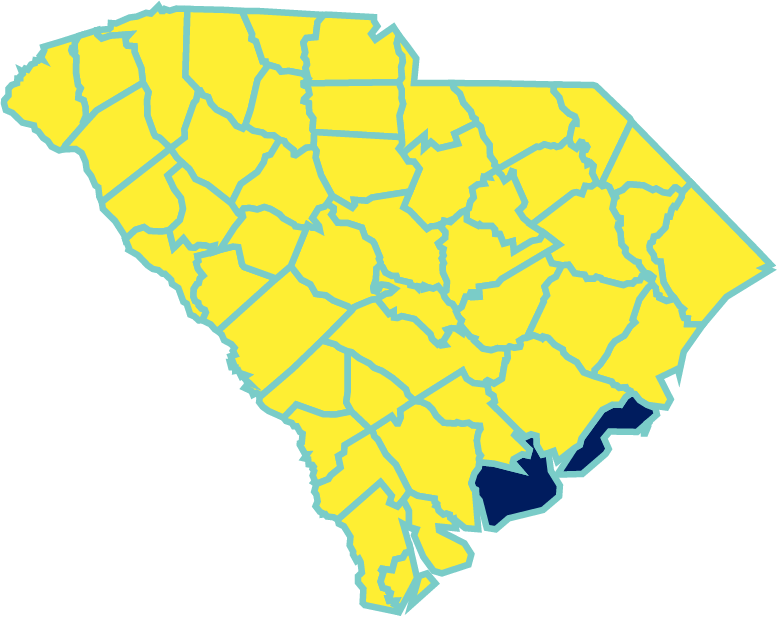 Map showing South Carolina counties